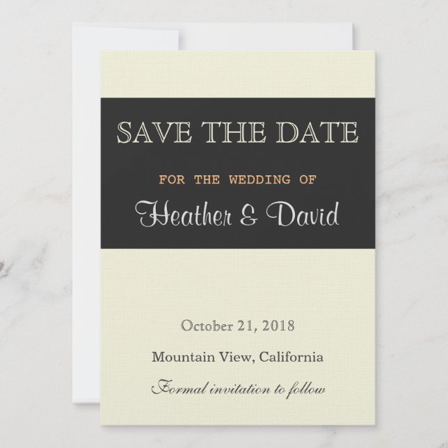 Linen Beige Grey Save the Date Wedding Invitation (Front)