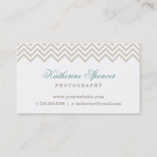 Linen Beige Modern Chevron and Polka Dots Business Card