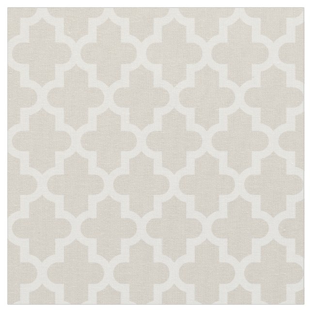 Linen Beige Moroccan Print Fabric (Close Up)