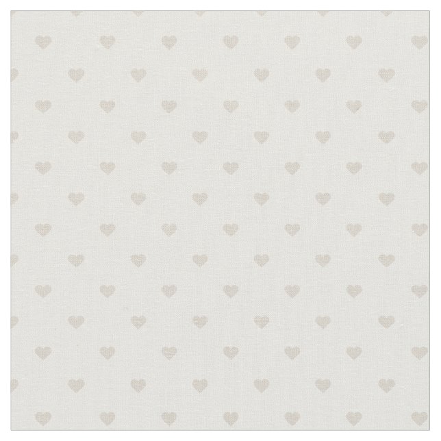 Linen Beige Polka Dot Hearts Fabric (Close Up)