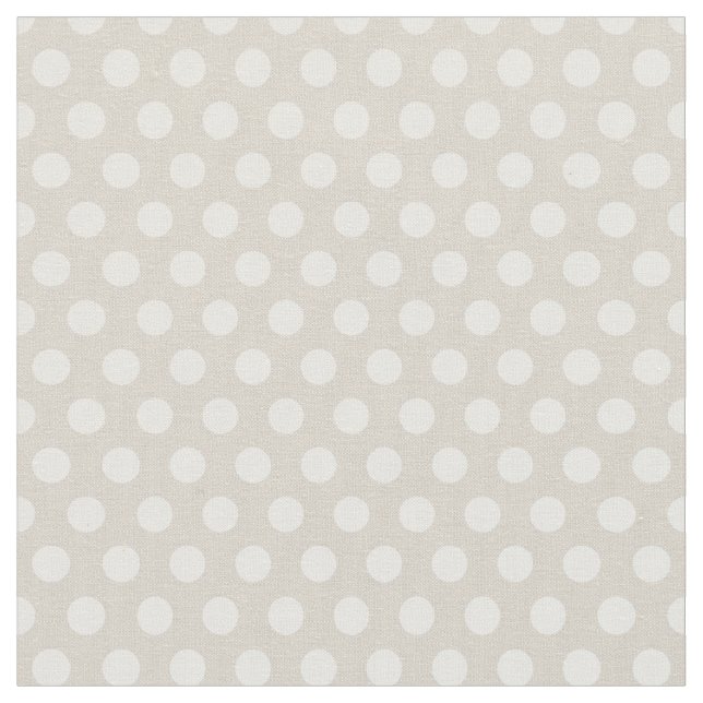 Linen Beige Polka Dots Fabric (Close Up)