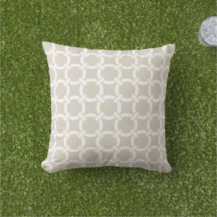 Linen Beige Preppy Links Outdoor Cushion