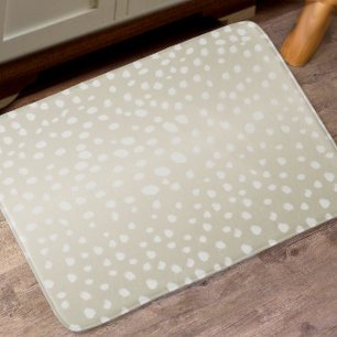 Linen Beige Traditional Modern Random Dot Pattern Bath Mat