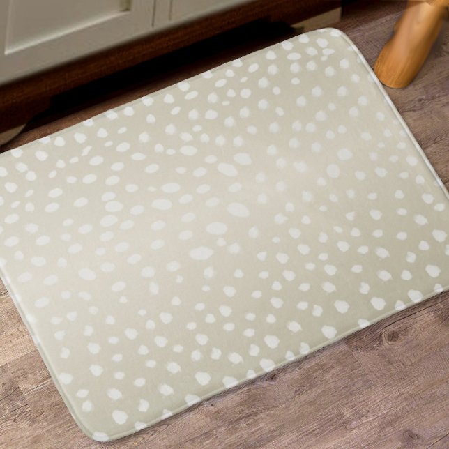 Linen Beige Traditional Modern Random Dot Pattern Bath Mat (Creator Uploaded)