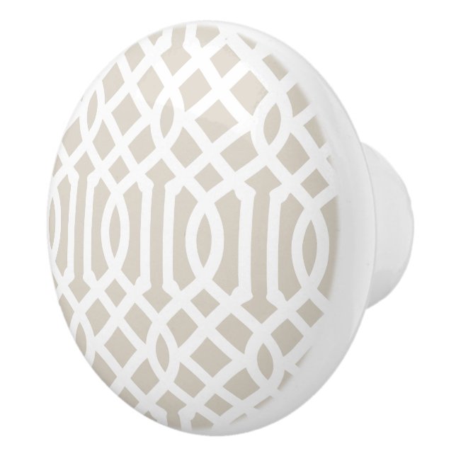 Linen Beige Trellis Ceramic Knob (Right)