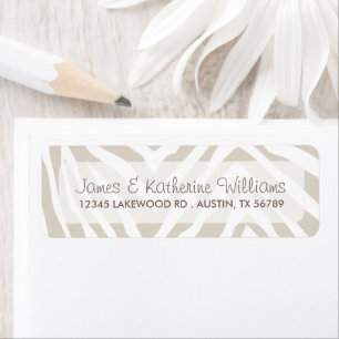 Linen Beige Zebra Animal Print Modern Wedding Return Address Label