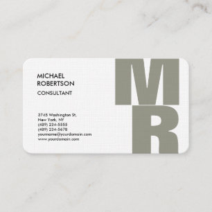 Linen Bold Monogram Plain Trendy Minimalist Modern Business Card