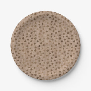 Linen Brown Dots Chic Bride Tribe Rustic Modern Paper Plate