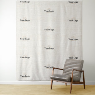 Linen Business Logo Event Step & Repeat Backdrop Tapestry