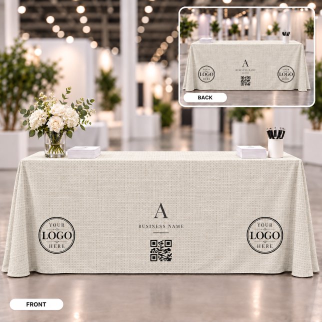 Linen Business QR Code Logo Table Banner Tablecloth (Creator Uploaded)