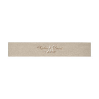 Linen Canvas Wedding Monogram Initial Invitation Belly Band