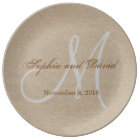 Linen Canvas Wedding Monogram Initial