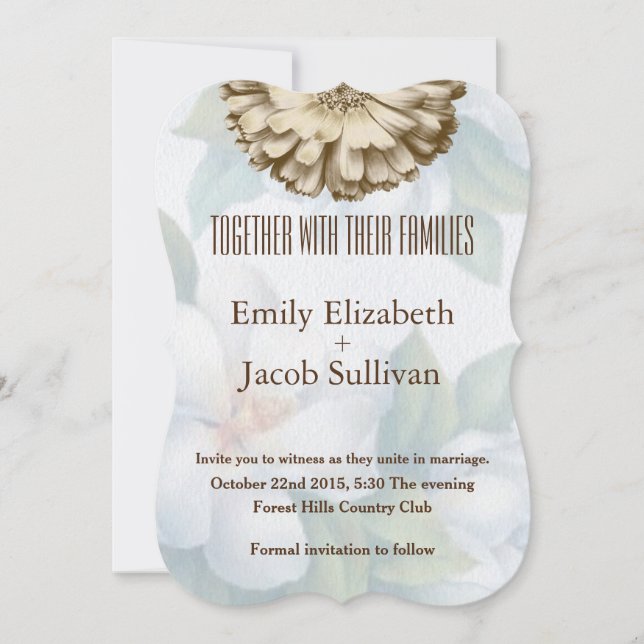 Linen Daisy Lime Green Nature Wedding Invitation (Front)