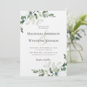 Linen Eucalyptus Greenery Luxury Wedding Invitation