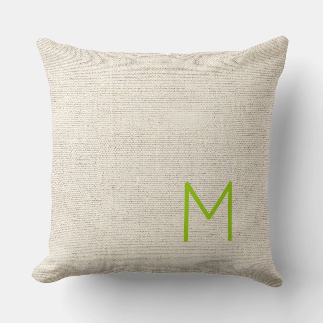 Linen Fabric Monogram INITIAL Family NAME Chic Cushion (Front)