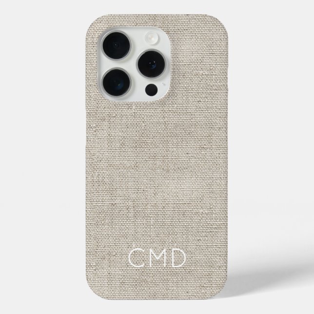 Linen Fabric Natural INITIALS Timeless Chic Design Case-Mate iPhone Case (Back)
