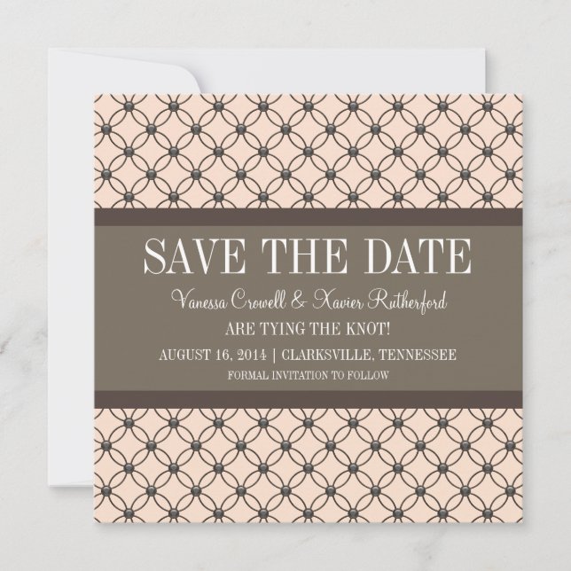 Linen Fancy Lattice Save the Date Invite (Front)