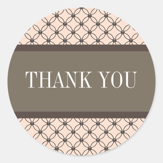 Linen Fancy Lattice Thank You Stickers (Front)