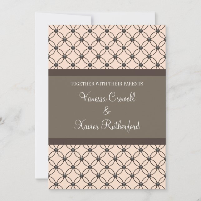 Linen Fancy Lattice Wedding Invitation (Front)