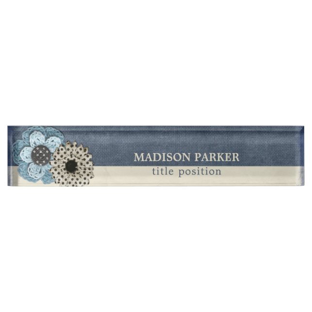 Linen Flowers  Nameplate (Front)