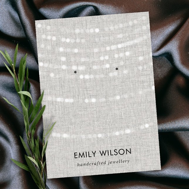 LINEN GREY LIGHT STRINGS STUD EARRING DISPLAY BUSINESS CARD (Creator Uploaded)