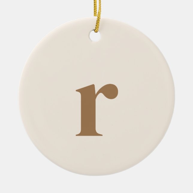Linen Initial Letter | Trendy Minimalist Ceramic Ornament (Front)
