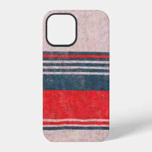Linen knitwear texture with red print stripes  iPhone 12 case