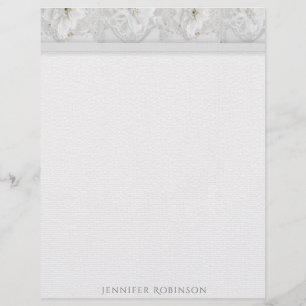 Linen, Lace and White Flowers Stationery  Custom Letterhead