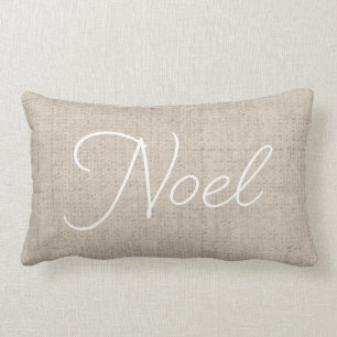 Linen Look NOEL Lumbar Holiday Pillow