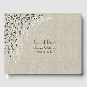 Linen Look Willow Branches Wedding Guest Book