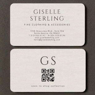 Linen Luxury Boutique Fashion QR Code Business Card