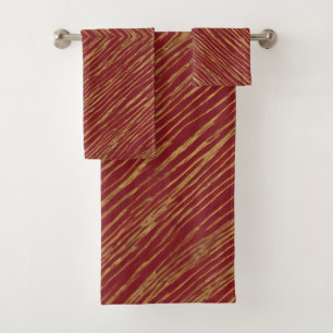 Linen Luxury Modern Burgundy Gold Collection Bath Towel Set