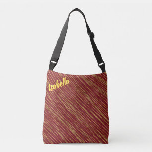 Linen Luxury Modern Burgundy Gold Collection Crossbody Bag