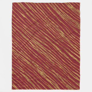 Linen Luxury Modern Burgundy Gold Collection Fleece Blanket