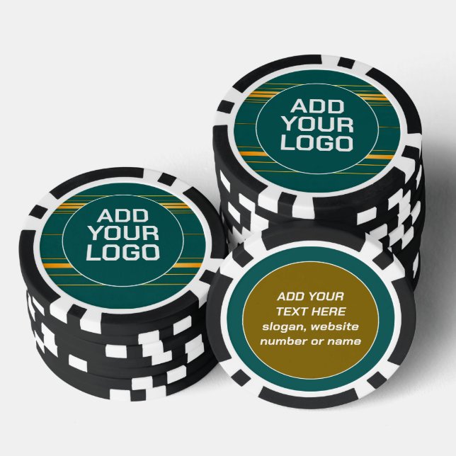 Linen Luxury Modern Green Gold Texture Collection Poker Chips (Stack)
