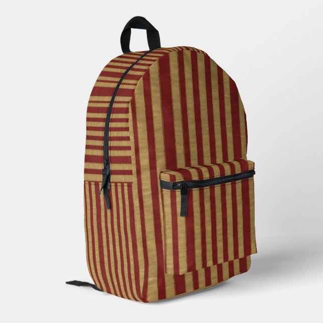 Linen Luxury Popular Burgundy Gold Collection Printed Backpack (Back Corner Left)