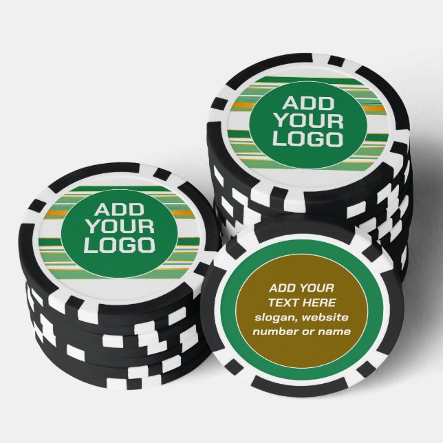 Linen Luxury Popular Green Gold Texture Collection Poker Chips (Stack)