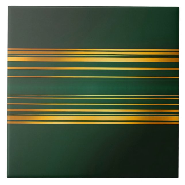 Linen Luxury Trendy Green Gold Texture Collection Ceramic Tile (Front)