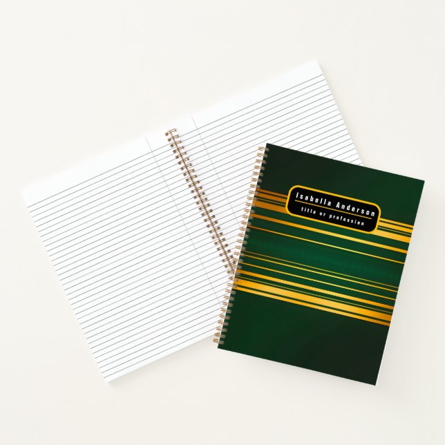 Linen Luxury Trendy Green Gold Texture Collection Notebook (Inside)