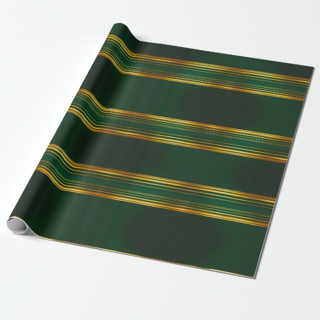 Linen Luxury Trendy Green Gold Texture Collection Wrapping Paper (Unrolled)