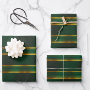 Linen Luxury Trendy Green Gold Texture Collection Wrapping Paper Sheet
