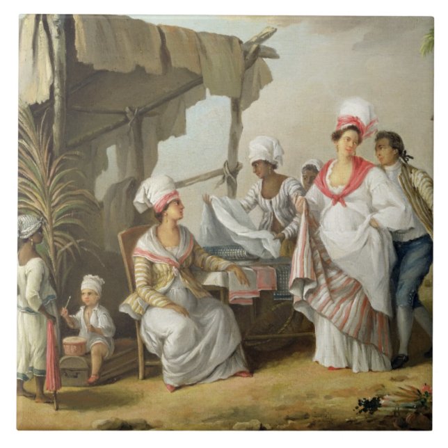 Linen Market, Roseau, Dominica, c.1780 (oil on can Ceramic Tile (Front)