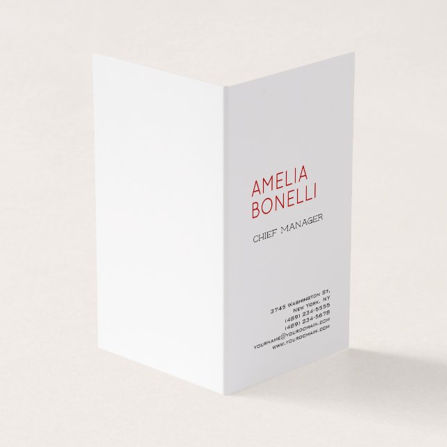 Linen Modern Minimalist Professional Plain White Business Card (Outside)