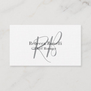 Linen Monogram Manager Two Sided Plain Business Card