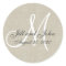 Linen Monogram Wedding Favour Sticker