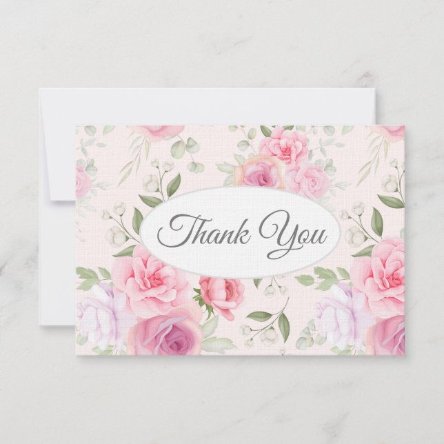 Linen Paper Flat Thank You Note Card (Front)