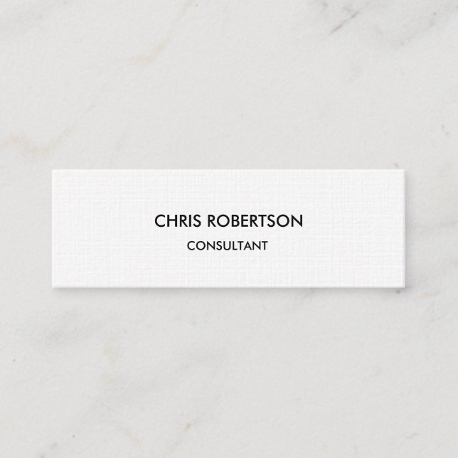 Linen Paper Slim Skinny Chic Modern Business Card (Front)