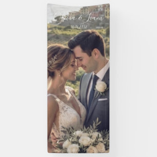 Linen Photo Wedding Banner Fabric Welcome Sign
