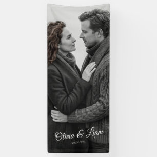 Linen Photo Wedding Banner Fabric Welcome Sign