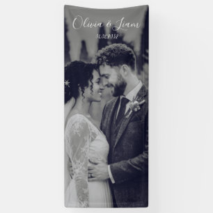 Linen Photo Wedding Banner Fabric Welcome Sign